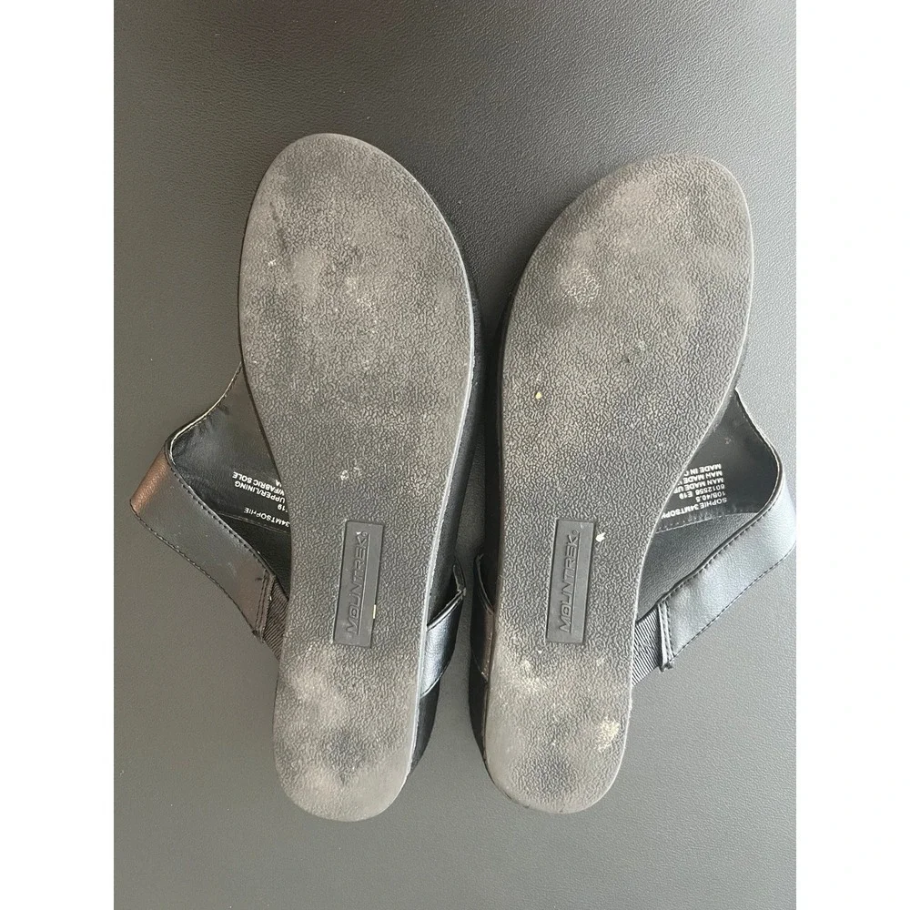 Mountrek Sophie Black Wedge Thong Sandals Womens Size L 9-10 Platform Slides